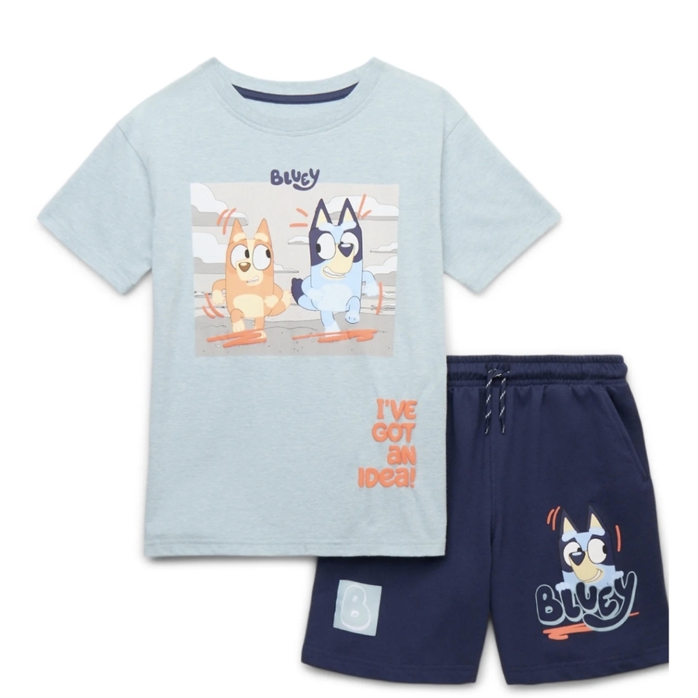 Bluey Boys' Short Sleeve Graphic Tee and Shorts Set, 2-Piece, Size 6